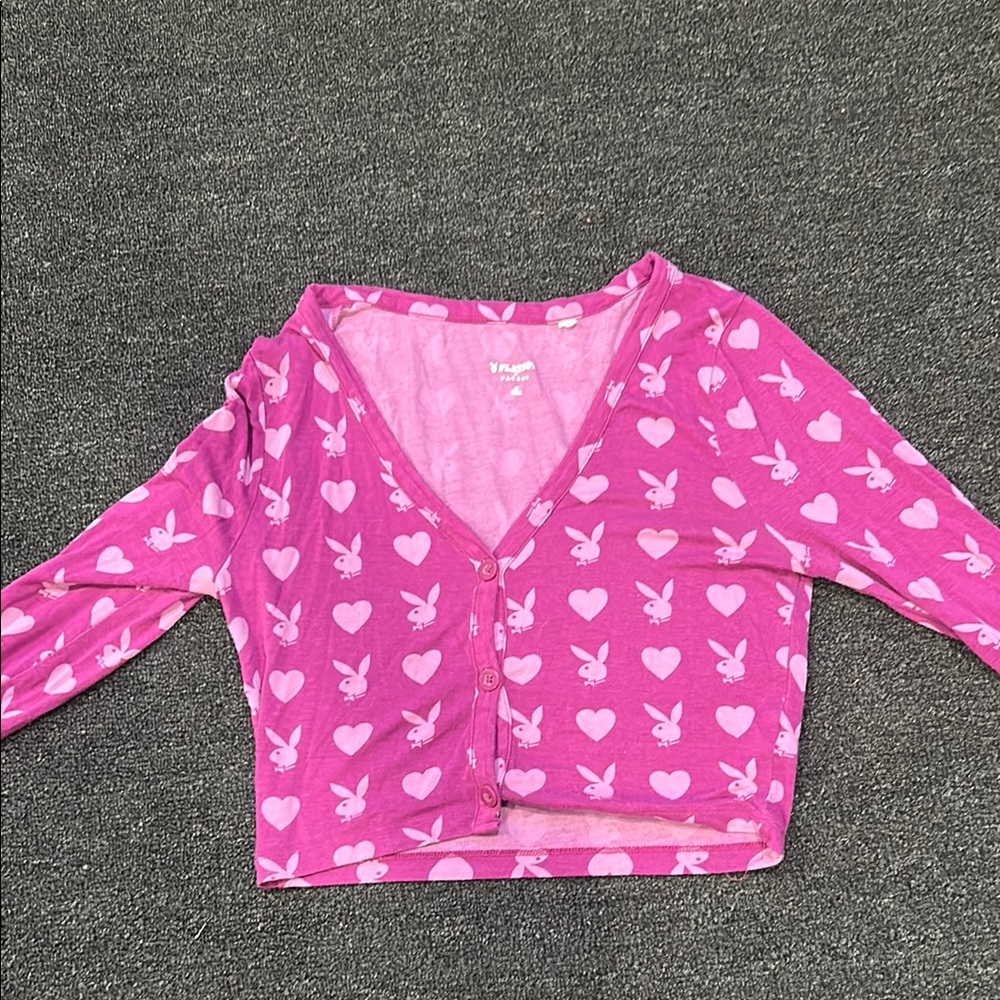 Pink Heart playboy cardigan !